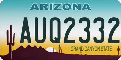 AZ license plate AUQ2332