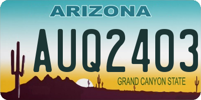 AZ license plate AUQ2403