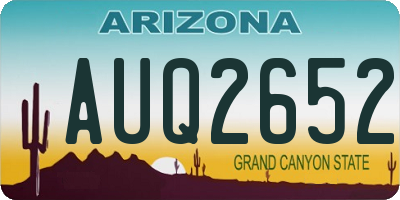 AZ license plate AUQ2652