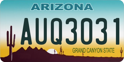 AZ license plate AUQ3031