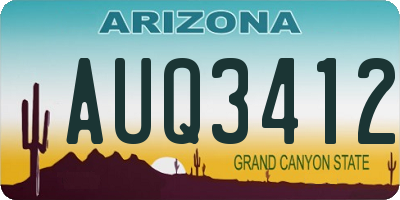 AZ license plate AUQ3412