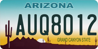 AZ license plate AUQ8012