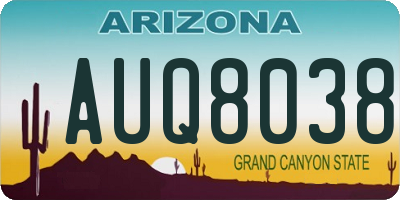 AZ license plate AUQ8038