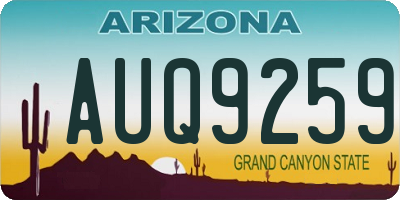 AZ license plate AUQ9259