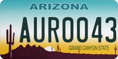 AZ license plate AUR0043