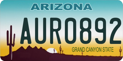 AZ license plate AUR0892
