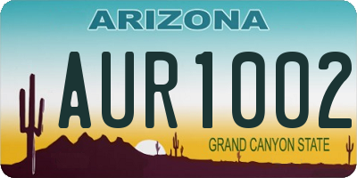 AZ license plate AUR1002
