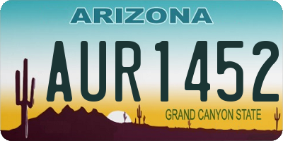 AZ license plate AUR1452