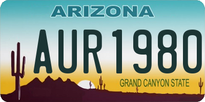 AZ license plate AUR1980