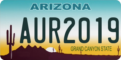 AZ license plate AUR2019