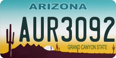 AZ license plate AUR3092