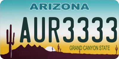 AZ license plate AUR3333
