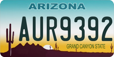 AZ license plate AUR9392