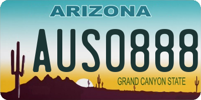 AZ license plate AUS0888