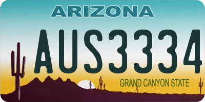 AZ license plate AUS3334