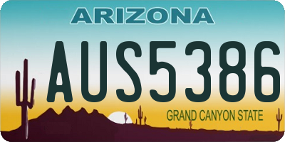 AZ license plate AUS5386