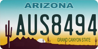 AZ license plate AUS8494