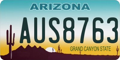 AZ license plate AUS8763
