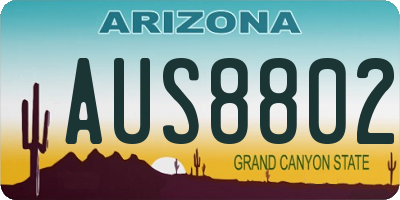 AZ license plate AUS8802