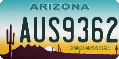 AZ license plate AUS9362