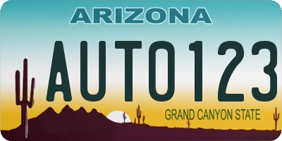 AZ license plate AUT0123