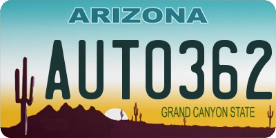 AZ license plate AUT0362