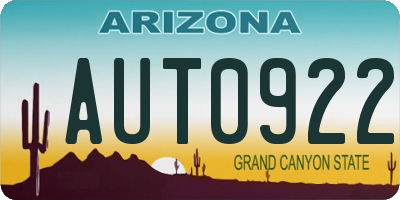 AZ license plate AUT0922