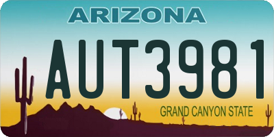 AZ license plate AUT3981