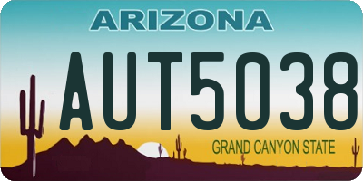 AZ license plate AUT5038