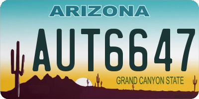 AZ license plate AUT6647