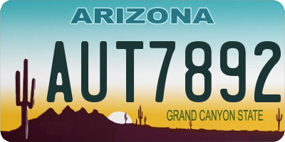 AZ license plate AUT7892