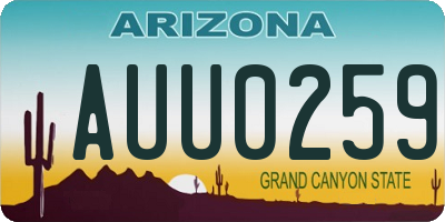 AZ license plate AUU0259
