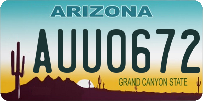 AZ license plate AUU0672