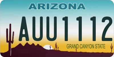 AZ license plate AUU1112