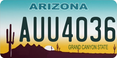AZ license plate AUU4036