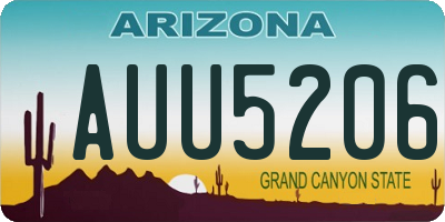 AZ license plate AUU5206