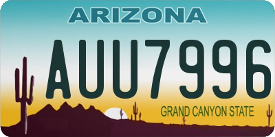 AZ license plate AUU7996
