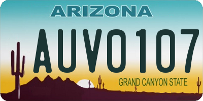 AZ license plate AUV0107