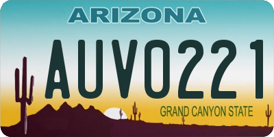 AZ license plate AUV0221