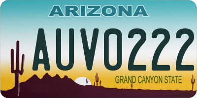 AZ license plate AUV0222