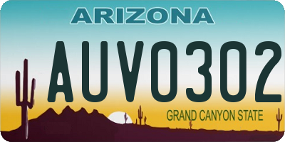 AZ license plate AUV0302