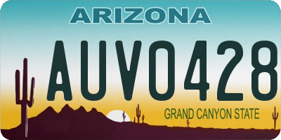 AZ license plate AUV0428