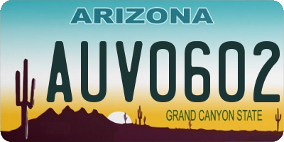AZ license plate AUV0602