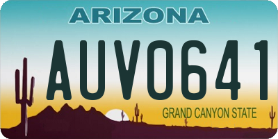 AZ license plate AUV0641
