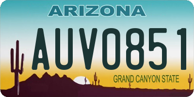 AZ license plate AUV0851