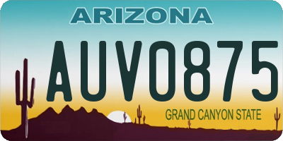 AZ license plate AUV0875