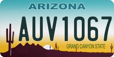 AZ license plate AUV1067