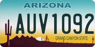 AZ license plate AUV1092
