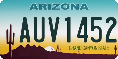 AZ license plate AUV1452