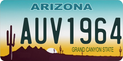 AZ license plate AUV1964